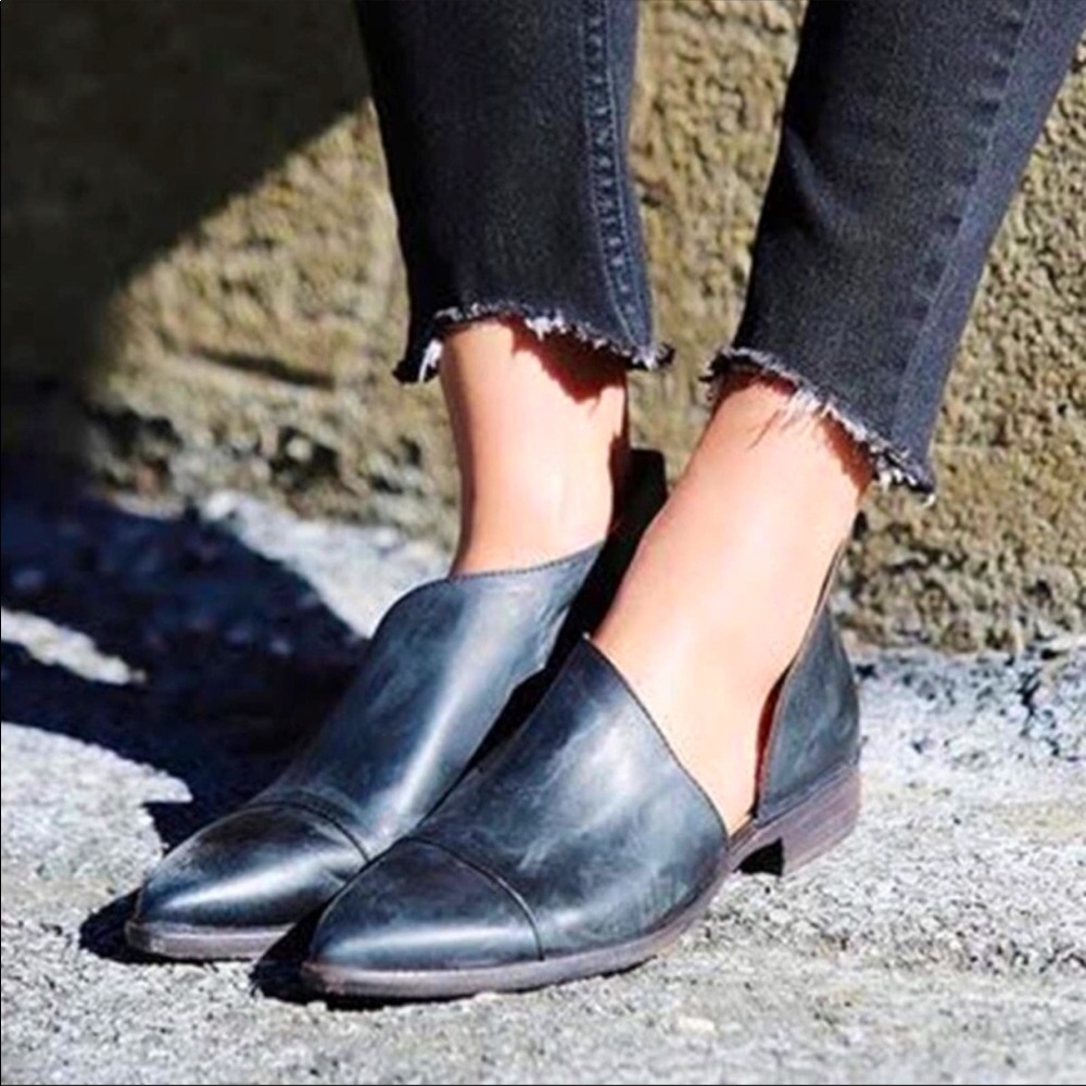 Free People Royale Black Black Leather Dorsay Flat